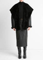 Shearling Hooded Jacket in Jackets - BLACK