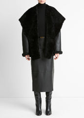 Shearling Hooded Jacket in Jackets - BLACK