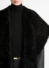 Shearling Hooded Jacket in Jackets - BLACK