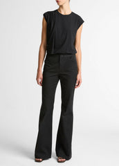 Pima Cotton-Blend Draped Relaxed Top in Tank Tops - BLACK