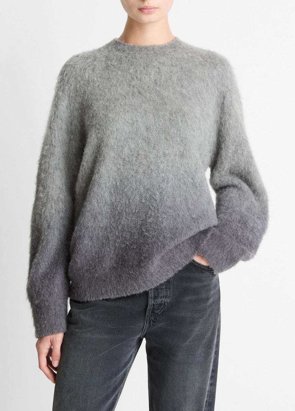 Ombré Alpaca & Wool-Blend Sweater in Crew Neck - GREY OMBRE
