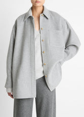 Double-Face Wool & Cashmere-Blend Shirt Jacket in Jackets - HEATHER GREY
