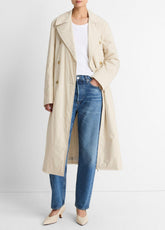 Padded Cotton Long Coat in Coats - WHITE TEA
