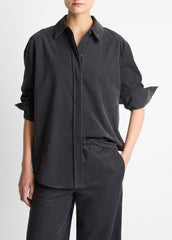 Cotton Corduroy Oversized Shirt in Long Sleeve - GRAPHITE