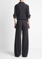 Cotton Corduroy Pull-On Pant in Wide Leg - GRAPHITE