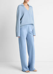 Colette High-Rise Fluid Satin Bias Pant in Trousers - PACIFIC