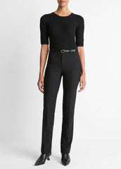 Cotton-Blend Slim Cigarette Pant in Trousers - BLACK