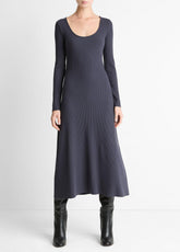 Ribbed Cotton-Blend Scoop-Neck Dress in Dresses - NIGHT MARINE