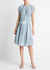 Washed Ombré Cotton Pleated Knee Skirt in Skirts - AZURA WASH