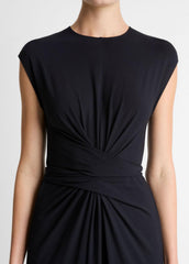 Jersey Wrap Midi Dress in Dresses - COASTAL BLUE