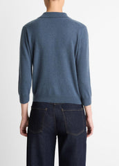 Cashmere-Silk Polo Sweater in Cashmere - AZURA