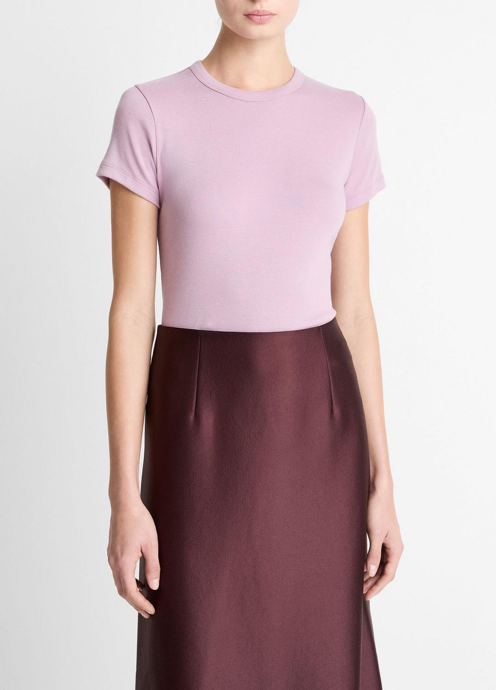 Pima Cotton-Blend '90s Shrunken T-Shirt in Short Sleeve - AMETHYST