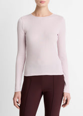 Ribbed Pima Cotton Long-Sleeve T-Shirt in Long Sleeve - IRIS QUARTZ