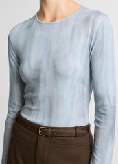Washed Ombré Pima Cotton-Blend Long-Sleeve T-Shirt in Long Sleeve - AZURA WASH