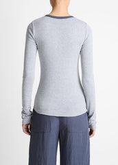 Tipped Heathered Pima Cotton-Blend Long-Sleeve T-Shirt in Long Sleeve - HEATHER THISTLE COMBO