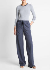 Tipped Heathered Pima Cotton-Blend Long-Sleeve T-Shirt in Long Sleeve - HEATHER THISTLE COMBO