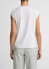 Pima Cotton-Blend Draped Relaxed Top in Tank Tops - OPTIC WHITE