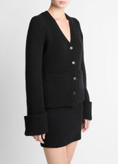 Double-Face Wool & Cashmere-Blend Cardigan in Cardigans - BLACK