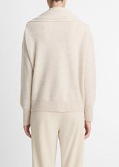Draped-Shawl Wool-Cashmere Sweater in Turtleneck - HEATHER DOVE OAT