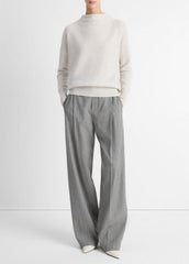 Plush Cashmere Funnel-Neck Sweater in Turtleneck - HEATHER PLATINUM