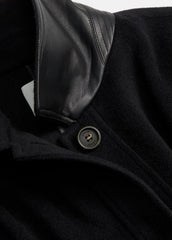 Leather-Trim Wool Cape in Accessories - BLACK