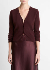 Satin-Trim Wool & Cashmere-Blend Cardigan in Cardigans - OXBLOOD