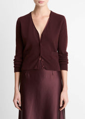 Satin-Trim Wool & Cashmere-Blend Cardigan in Cardigans - OXBLOOD