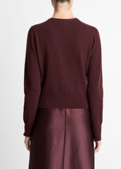 Satin-Trim Wool & Cashmere-Blend Cardigan in Cardigans - OXBLOOD