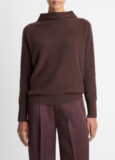 Plush Cashmere Funnel-Neck Sweater in Turtleneck - TRUFFLE