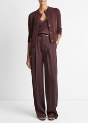 Wool-Blend Shrunken Snap Cardigan in Cardigans - FIG