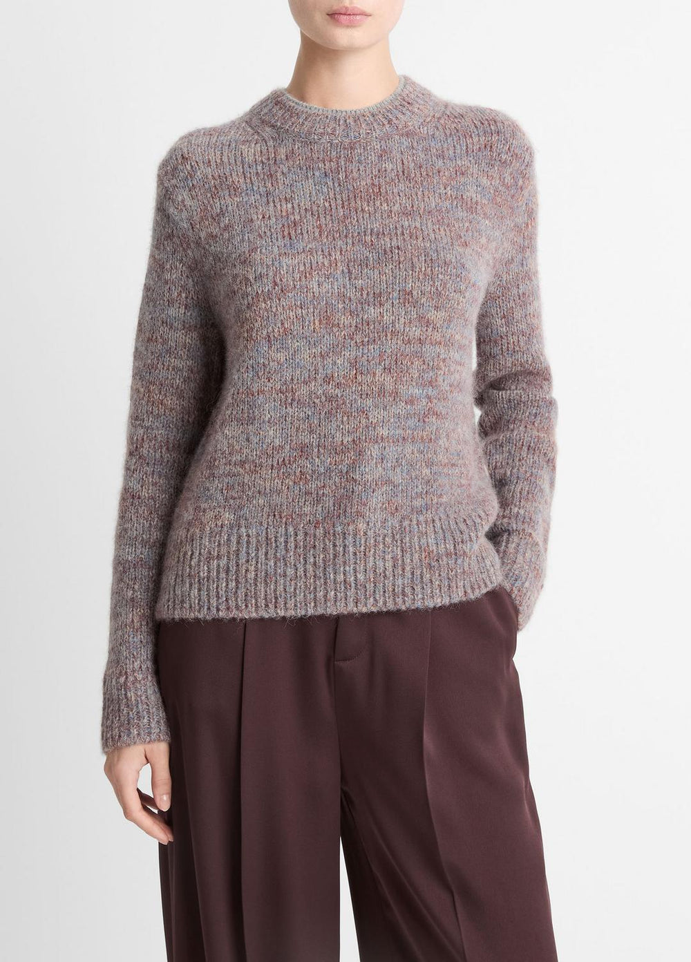 Marled Crew Neck Sweater in Crew Neck - COGNAC COMBO