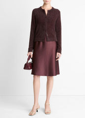 Metallic Eyelash Cardigan in Cardigans - OXBLOOD