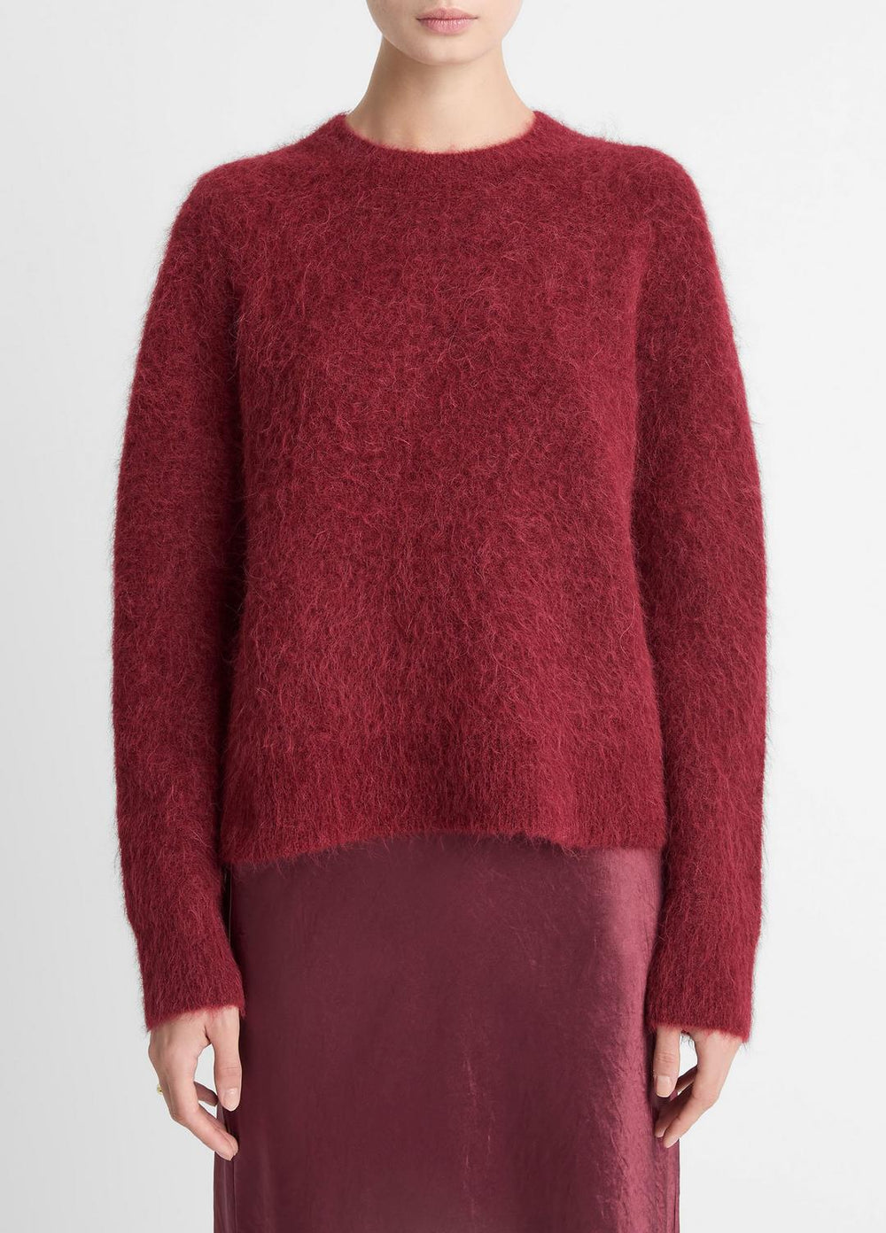 Brushed Alpaca-Blend Crew Neck Sweater in Crew Neck - ROSE WINE
