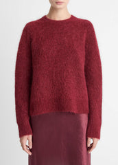Brushed Alpaca-Blend Crew Neck Sweater in Crew Neck - ROSE WINE
