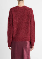Brushed Alpaca-Blend Crew Neck Sweater in Crew Neck - ROSE WINE