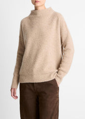 Donegal Cashmere Funnel-Neck Sweater in Turtleneck - HEATHER OAT DONEGAL