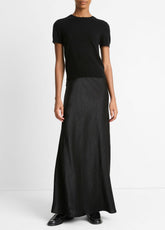 Wool & Cashmere-Blend Short-Sleeve Sweater in Crew Neck - BLACK