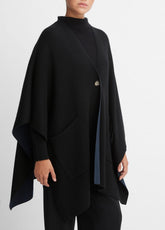 Wool and Cashmere Double-Face Cape in Sweaters - BLACK NAVY