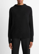 Plush Cashmere Funnel-Neck Sweater in Turtleneck - BLACK
