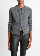 Plush Cashmere Shrunken Cardigan in Cardigans - HEATHER GRAPHITE