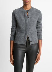 Plush Cashmere Shrunken Cardigan in Cardigans - HEATHER GRAPHITE