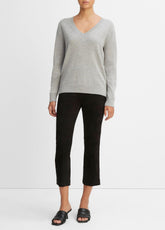 Cashmere Weekend V-Neck Sweater in V-Neck - HEATHER STEEL