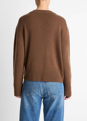Wool-Cashmere V-Neck Sweater in V-Neck - HAZELNUT