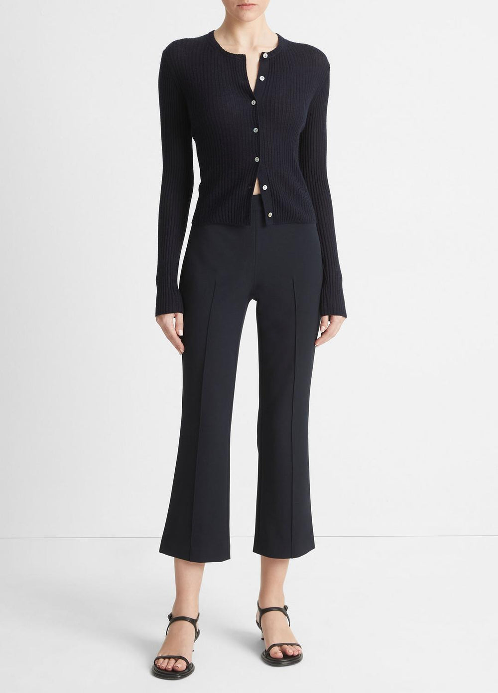 Ribbed Cashmere-Silk Cardigan in Cardigans - COASTAL BLUE