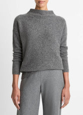 Donegal Cashmere Funnel-Neck Sweater in Turtleneck - MEDIUM HEATHER GREY DONEGAL