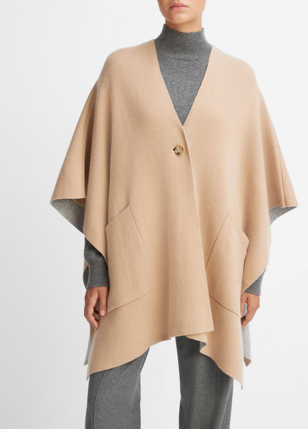 Wool and Cashmere Double-Face Cape in Sweaters - CAMEL GREY