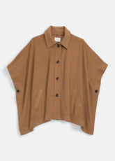Leather-Trim Wool Cape in Accessories - CAMEL