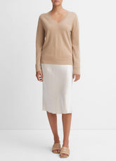 Cashmere Weekend V-Neck Sweater in V-Neck - CAMEL
