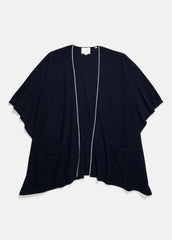 Tipped Jersey-Knit Cashmere Cape in Sweaters - COASTAL BLUE/WHITE