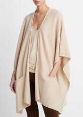 Tipped Jersey-Knit Cashmere Cape in Sweaters - OAK/WHITE